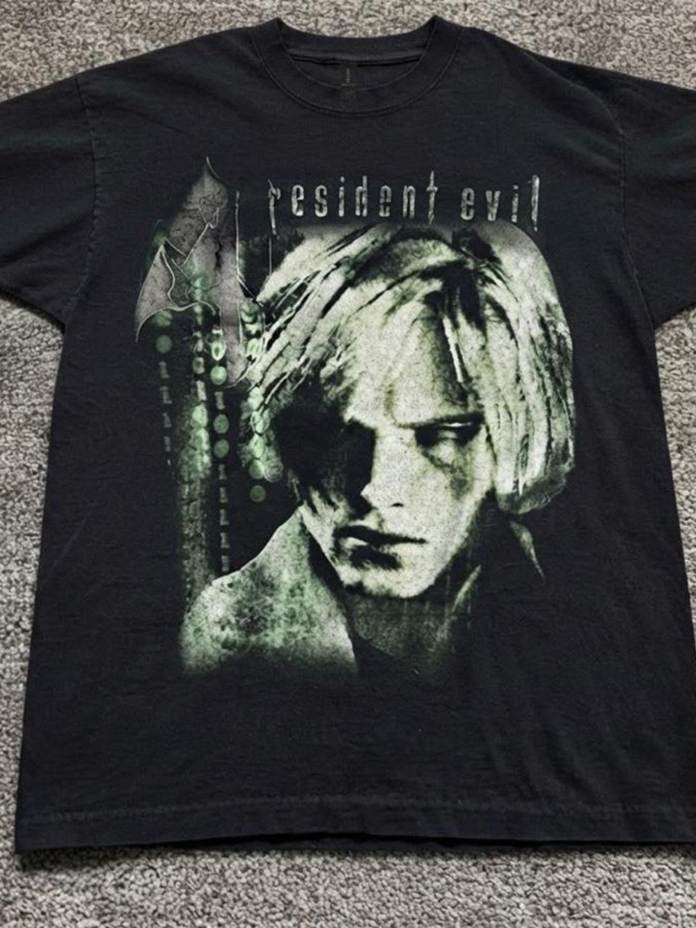 Gildan Black Resident Evil Graphic Tee with Green Tint